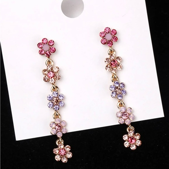 Betsey Johnson Cubic Zirconia Flower Earrings - Picture 6 of 8